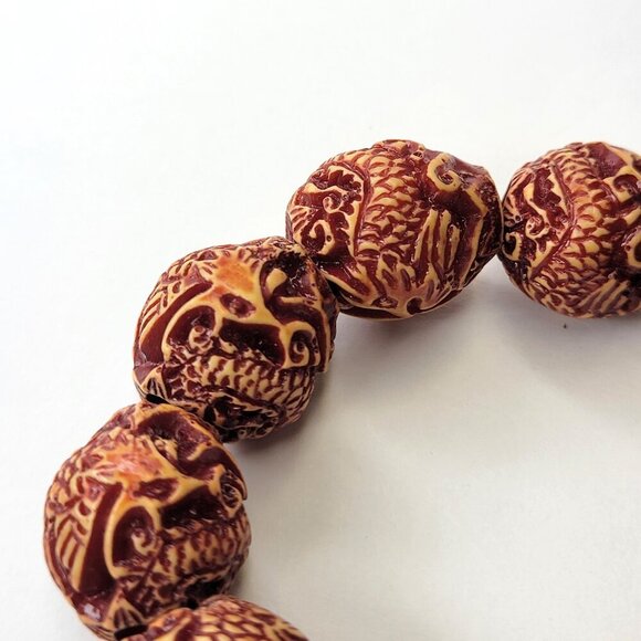 Dragon Fire Flame Bead Stretch Bracelet in Brown - Picture 4 of 7